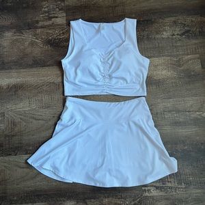 Yogalicious Athleisure White Top & Skort Bundle Set Women’s Size Large